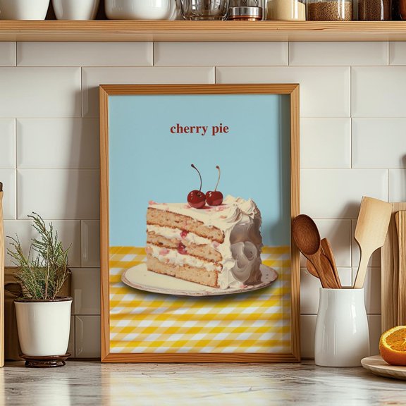 Retro Cherry Pie Kitchen Unframed Paper Print