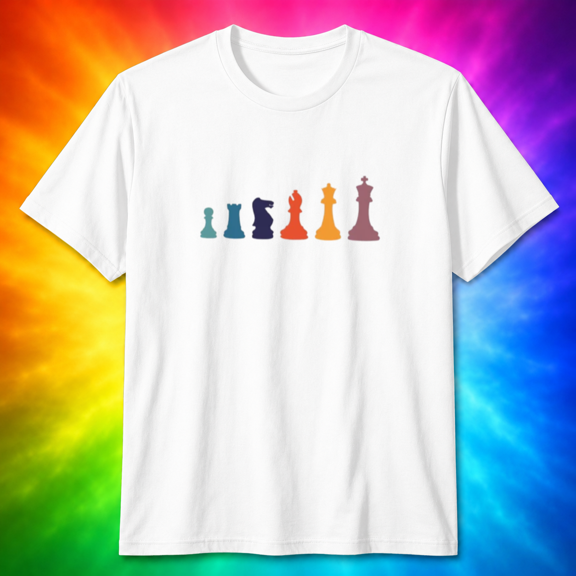 Retro Chess Piece Gradient T-Shirt, for men & women, S-5XL