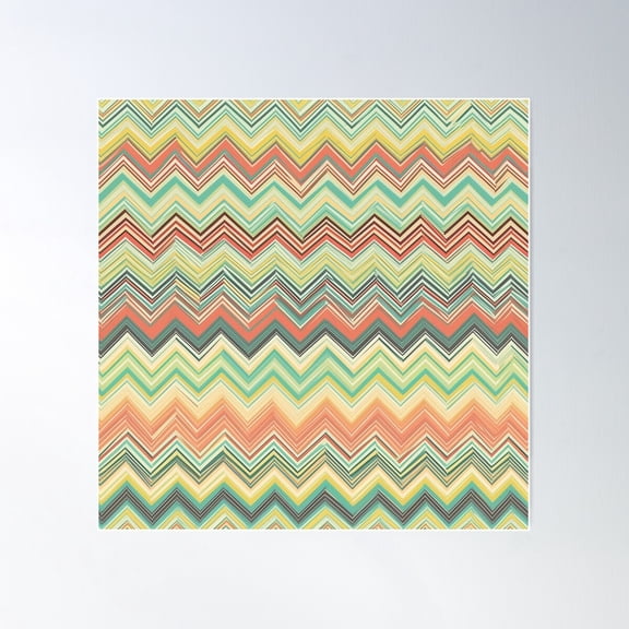 Retro Chevron Pattern Groovy Pastel Chevrons Poster Wall Art, Modern Wall Decor For Living Room Bedroom, 24x24 UNFRAMED