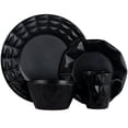 thumbnail image 1 of Retro Chic 16-Piece Glazed Dinnerware Set in Black, 1 of 1