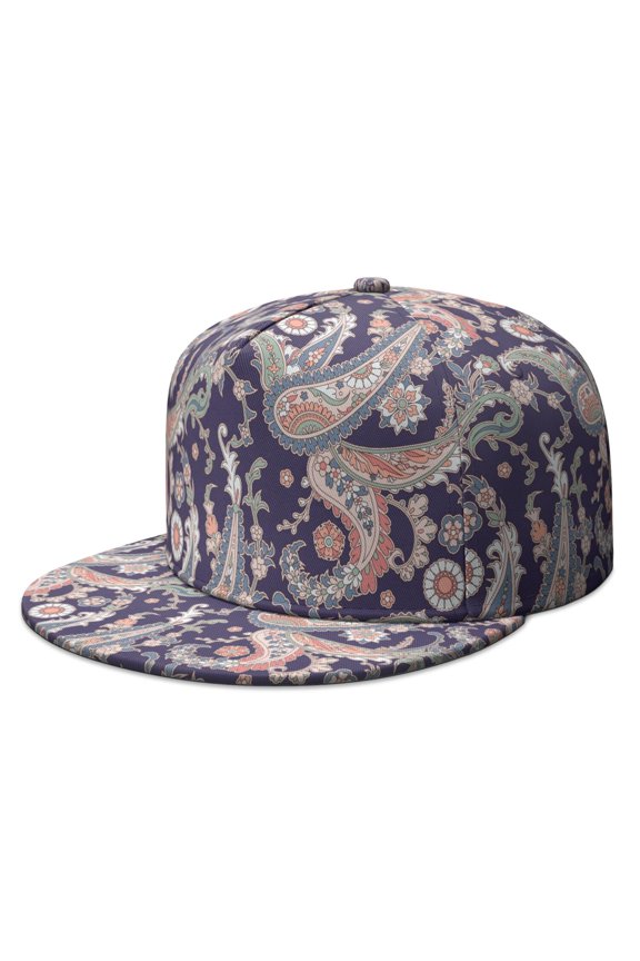 Retro Chic Baseball Cap - Exotic Mandala Design Flat Brim Hat - Adjustable Urban Style for Streetwear Fans