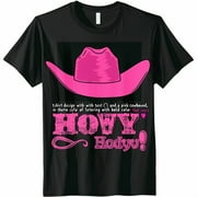 Retro Chic: Black TShirt with 'SHOP SheIN' & Pink Cowboy Hat Graphic Howdy Bold colors & shapes Stand out in style