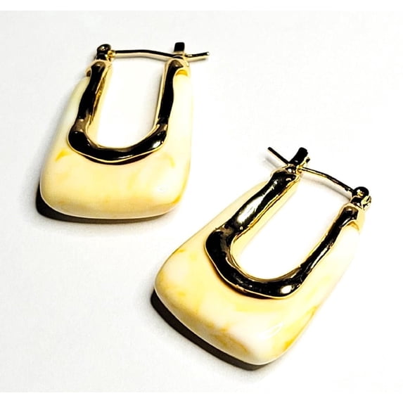 RubyLee Elegance Square White, Marble Fashion Earrings, Stainless Steel, (Includes Jewelry Pouch), 2 Count Per Pack