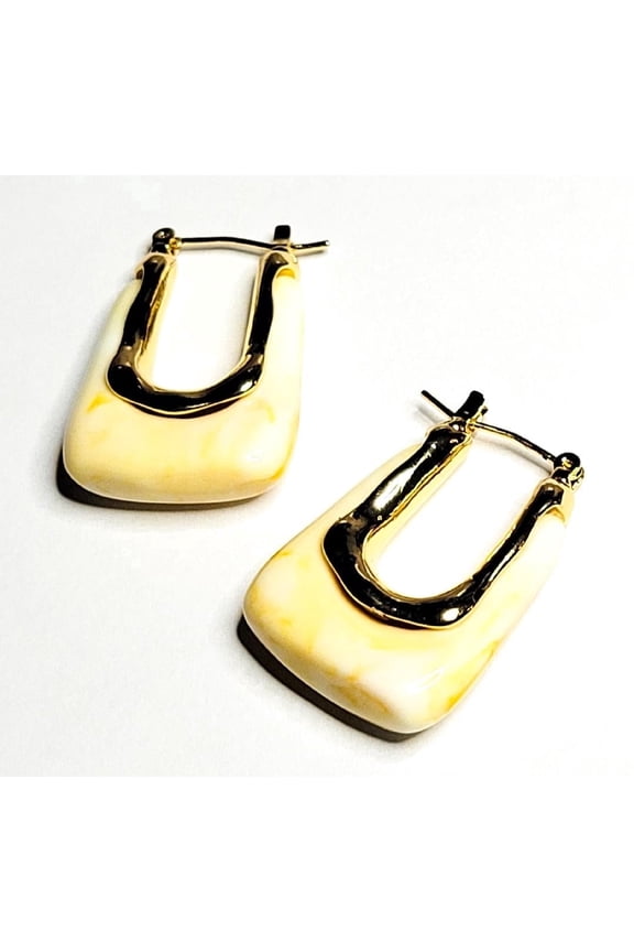 Square White, Marble Earrings, Stainless Steel, (Includes Jewelry Pouch), 2 Count per Pack