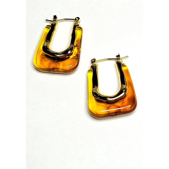 RubyLee Elegance Hoop Brown, Marble Retro Chic Earrings, Stainless Steel, includes jewelry pouch, 2 Pack
