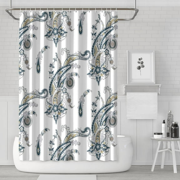 Retro Chic Shower Curtain, Vintage Paisley Floral Pattern Bathroom Decor, 72x72 Inch Waterproof Quick Dry Fabric, Machine Washable with Metal Grommets