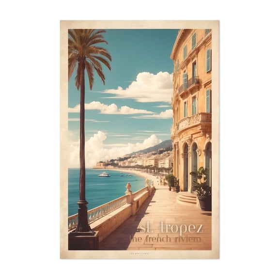 Retro Chic: St. Tropez Vintage Travel Poster - Saint-Tropez Provence-Alpes-Côte d'Azur France Illustration Unframed Wall Art Print 5 x 7 inches