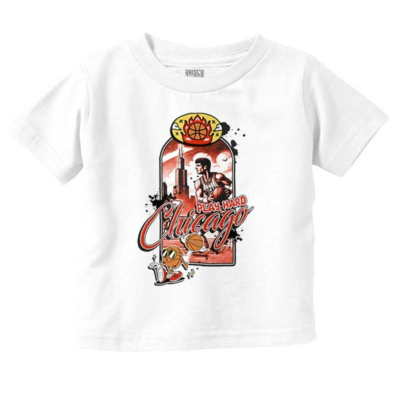 Retro Chicago Basketball Player Toddler Boy Girl T Shirt Infant Toddler Brisco Brands 24M
