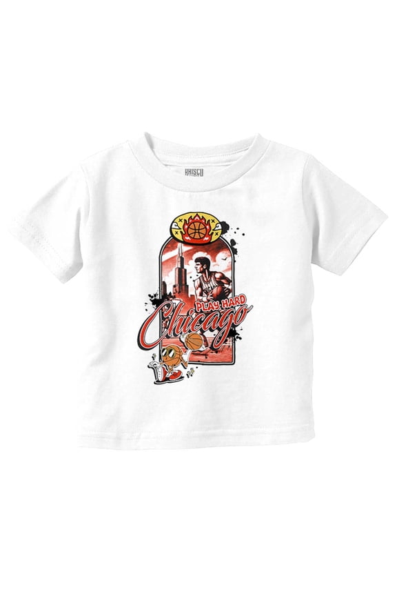 Retro Chicago Basketball Player Toddler Boy Girl T Shirt Infant Toddler Brisco Brands 2T