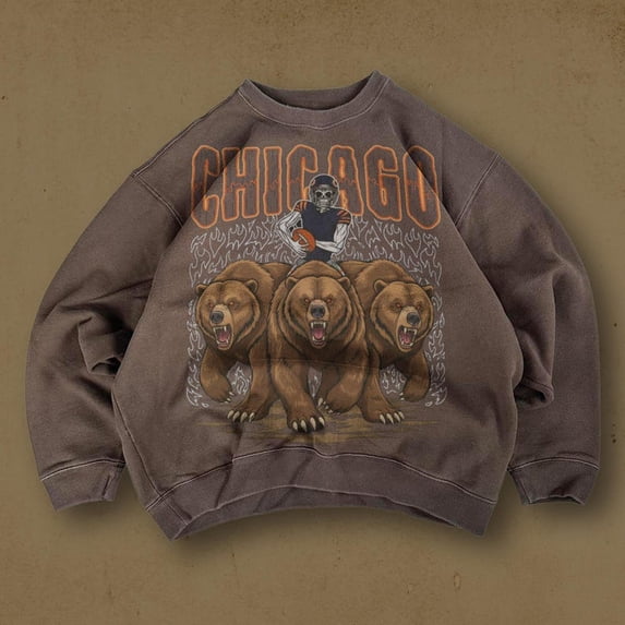 Retro Chicago Football Sweatshirt, Vintage Bears 90s Crewneck, Old School Game Day Football Sweater