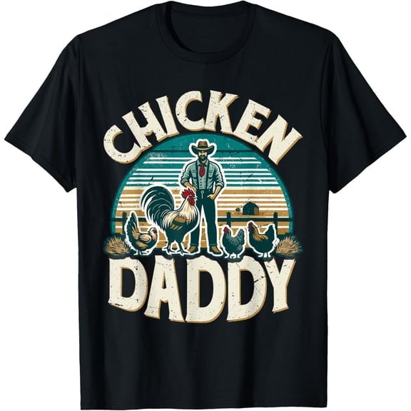 Retro Chicken Daddy Chicken Farmer T-Shirt