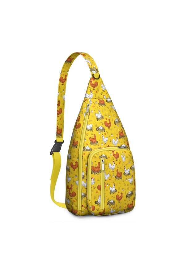 Retro Chicken Egg Sling Bag – Farm-Themed Crossbody Backpack for Outdoor Activities, Cycling & Daily Commute