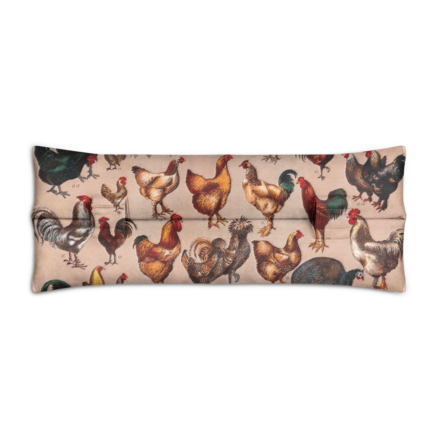 Retro Chicken Wildflowers Surgery Pillow - Breast Cancer Recovery Seatbelt Cushion with Farm Design