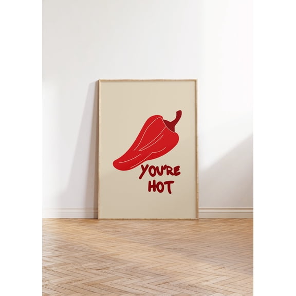 Retro Chili Pepper Kitchen Wall Art Fun Decor, Stretched Canvas Size 12x18