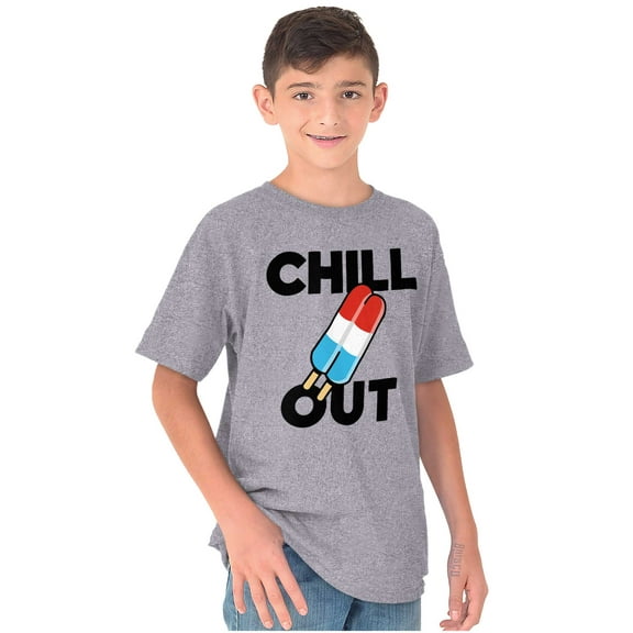 Retro Chill Out Food Pun Popsicle Crewneck T Shirts Boy Girl Teen Brisco Brands M