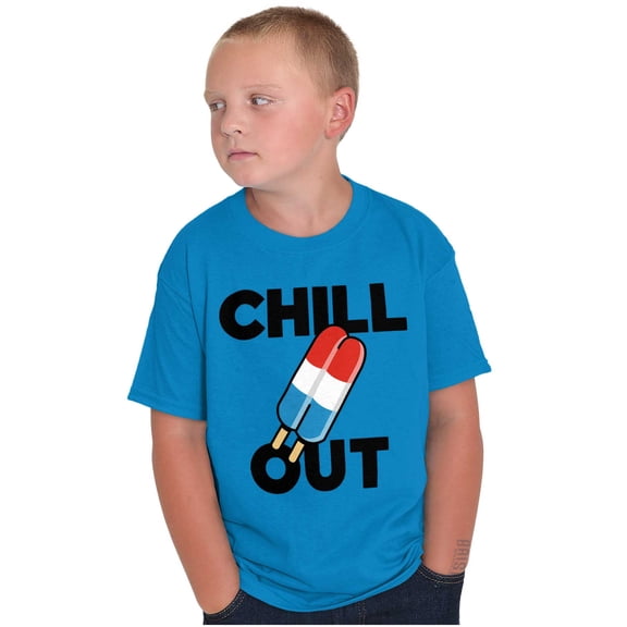 Retro Chill Out Food Pun Popsicle Crewneck T Shirts Boy Girl Teen Brisco Brands S
