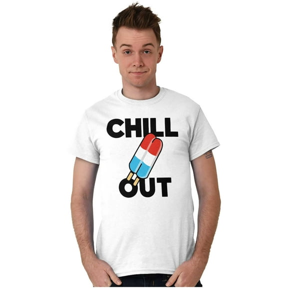 Retro Chill Out Food Pun Popsicle Men's Graphic T Shirt Tees Brisco Brands L