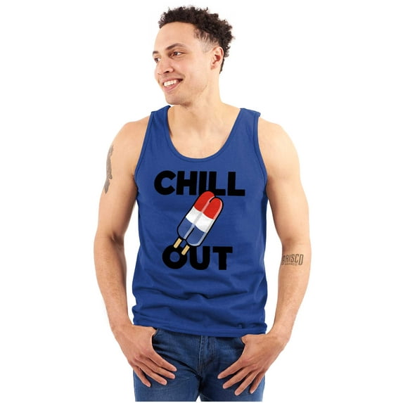 Retro Chill Out Food Pun Popsicle Plus Size Graphic Tank Top Brisco Brands 2X