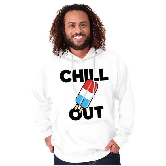 Retro Chill Out Food Pun Popsicle Unisex Plus Fleece Graphic Hoodie Brisco Brands 5X