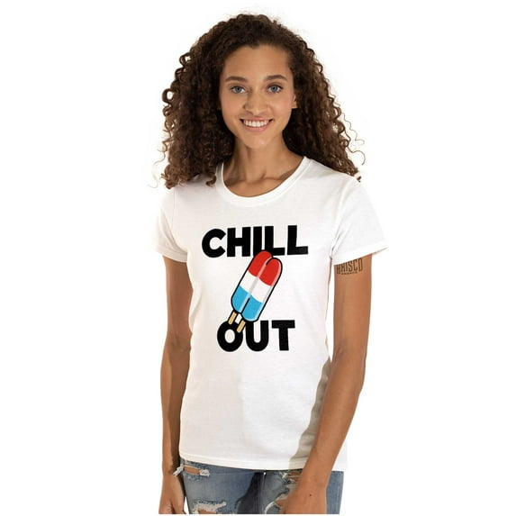 Retro Chill Out Food Pun Popsicle Womens Fitted Plus Size Graphic Tee Brisco Brands 2X