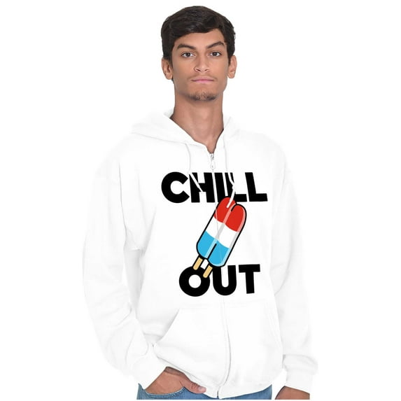 Retro Chill Out Food Pun Popsicle Zip Up Hoodie Men's Women's Brisco Brands M