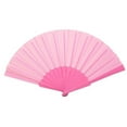 thumbnail image 1 of Retro Chinese Portable Plastic Elegant Folding Fan Cloth Hand Fan Silk Fan Handheld Fabric Hand Fan PINK, 1 of 7