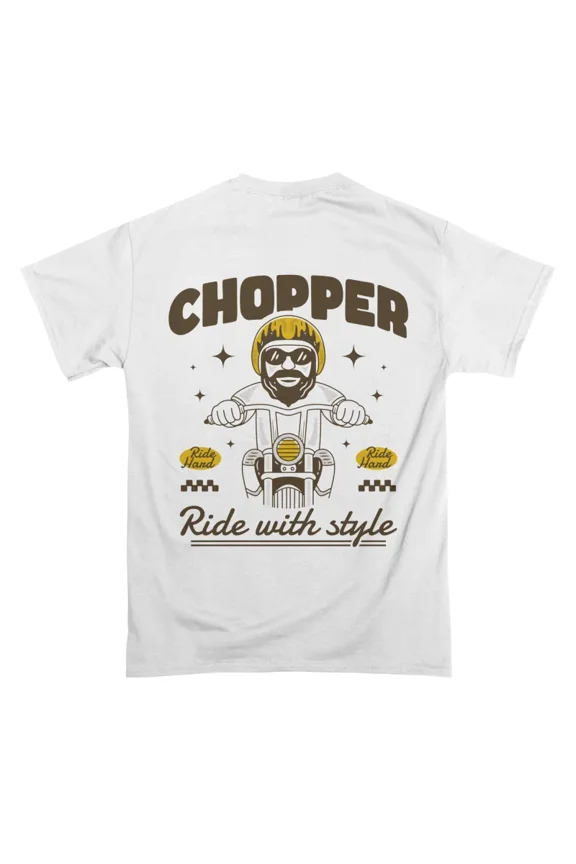 Retro Chopper Rider Illustration with Bold Style T-Shirt Tee Gift For Him Merch For Her Ap
