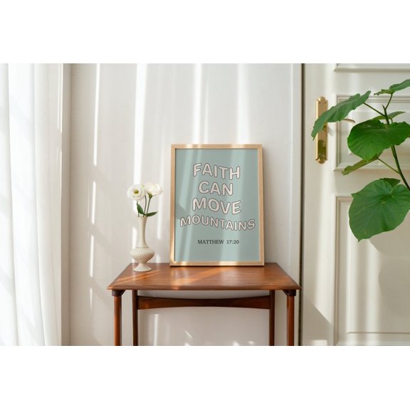 Retro Christian Faith Matthew Bible Verse Wall Decor, Unframed Paper Poster 8x10in