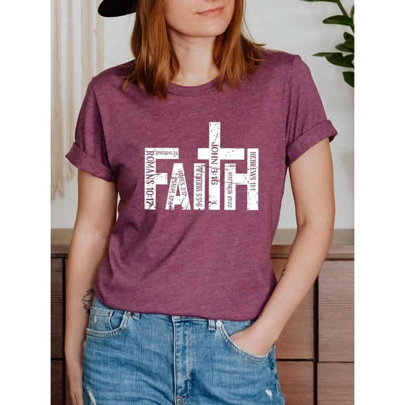 Retro Christian Faith T-Shirt: Bible Verse Cross Graphic Tee All Size S-5Xl