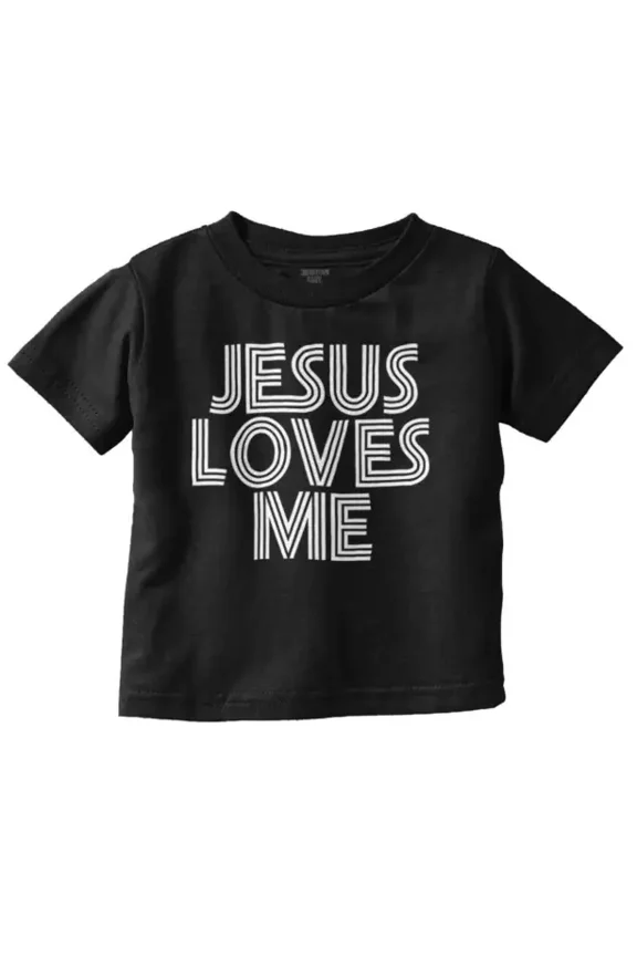 Retro Christian Religious Jesus Loves Me Toddler T Shirt TODDLER SHORT SLEEVE TEE BELLA CANVAS 3001T