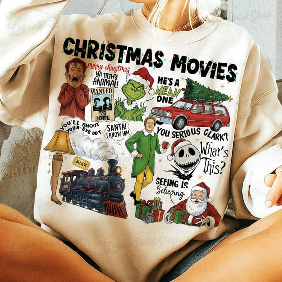 Retro Christmas Characters 2025 Shirt, Xmas Movie Sweatshirt, Vintage Unisex Sweater