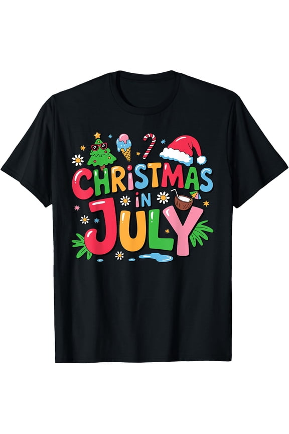 Retro Christmas In July Summer Beach Hawaii Santa Women Kids T-Shirt, Birthday Gift
