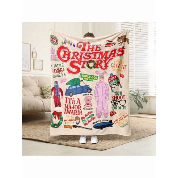 Retro Christmas Movie Story, Christmas 90's Movie  Plush Flannel Throw Blanket Ultra Soft Cozy All Season Couch Sofa Bed Blanket For Men Women