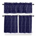 thumbnail image 1 of Retro Christmas Pattern Kitchen Curtains and Valances Set, Abstract Blue Country Decoration Rod Pocket Window Valance Window Curtain Panels for Living Room Bedroom Laundry, 27.5x36in, 3 Pieces, 1 of 7