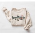 thumbnail image 1 of Retro Christmas Rainbow Trout Wearing Santa Hat Sweatshirt, Flyfishing Sweatshirt - Sizes S-5XL ,Art Print JSC, 1 of 5