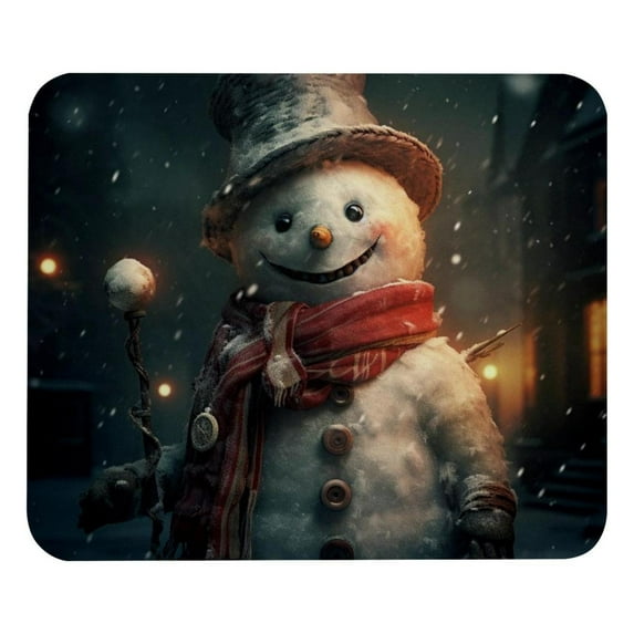 Retro Christmas Snowman Computer Mouse Pad,Rubber Mouse Mat for Gaming, Office, Laptop, PC, Women