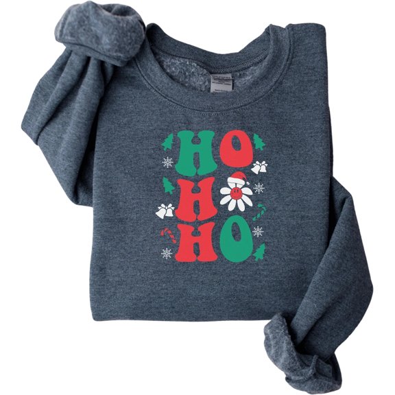 Retro Christmas Sweatshirt, Ho Ho Ho Shirt,Christmas Trees Crewneck Pullover,XMAS Party Santa Shirt, Funny Holiday Shirt, Winter Sweatshirt