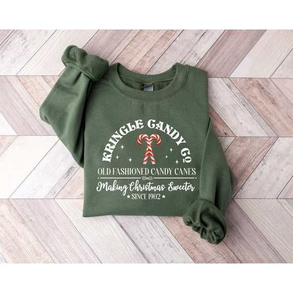 Retro Christmas Sweatshirt, Kringle Candy Co. Shirt, Christmas Candy Sweatshirt, Candy Cane Christmas Crewneck