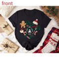 thumbnail image 1 of Retro Christmas Tee Santa Gingerbread Snowman Graphic Vintage Holiday Top Short Sleeve Round Neck Black S-5XL, 1 of 1