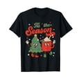 thumbnail image 1 of Retro Christmas Tis The Season Christmas Tree Coffee Latte T-Shirt, 1 of 5
