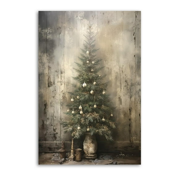 Retro Christmas Tree Canvas Wall Art Prints Poster Gifts Photo Picture Painting Posters Room Decor Home Decorative 16x24inch(40x60cm)