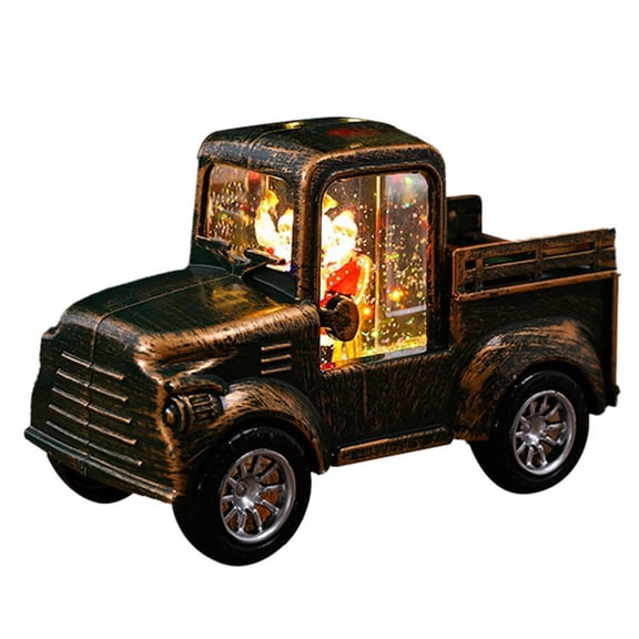 Retro Christmas Truck Decoration Santa Claus Light Night Gift Window Decoration,Dark Green