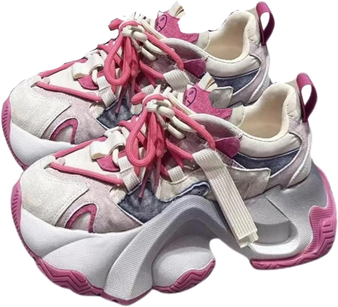 Retro Chunky Sneakers for Women, Increased Height Platform Shoes with Aesthetic Style, Old Dad Shoes