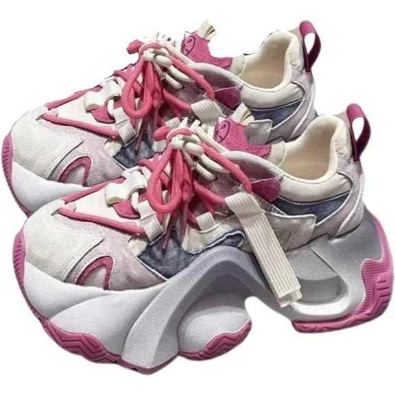 Retro Chunky Sneakers for Women, Increased Height Platform Shoes with Aesthetic Style, Old Dad Shoes