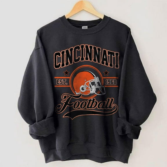Retro Cincinnati Football Sweatshirt, Game Day Shirt,Black Color,Size M