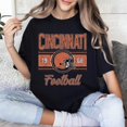 thumbnail image 1 of Retro Cincinnati Football Tee, Vintage Football Gifts, Unisex Short Sleeve T-shirt,Black Color,Size XL, 1 of 5