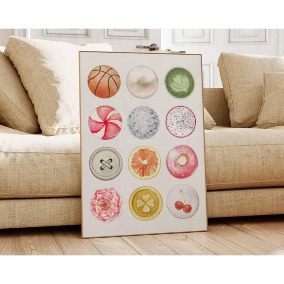 Retro Circle Collage Funky Dorm Decor Wall Art