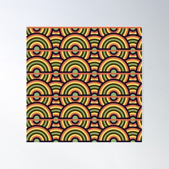 Retro Circles Poster Wall Art, Modern Wall Decor For Living Room Bedroom, 24x24 UNFRAMED