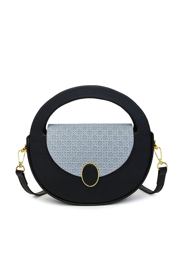 Retro Circular Underarm Bag for Women, Chinese-Style Minimalist Crossbody Bag - Color-Block PU Shoulder Bag with Magnetic Closure, Daily Casual Matching