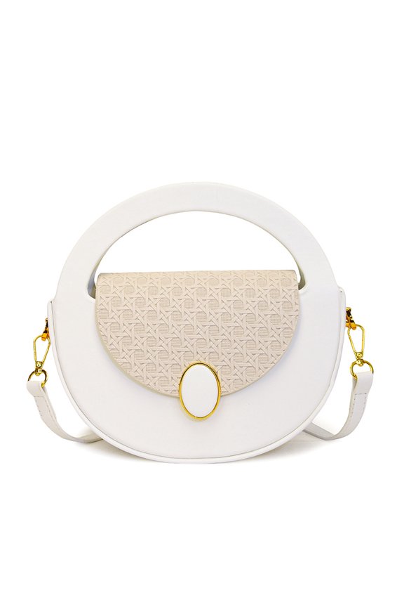 Retro Circular Underarm Bag for Women, Chinese-Style Minimalist Crossbody Bag - Color-Block PU Shoulder Bag with Magnetic Closure, Daily Casual Matching